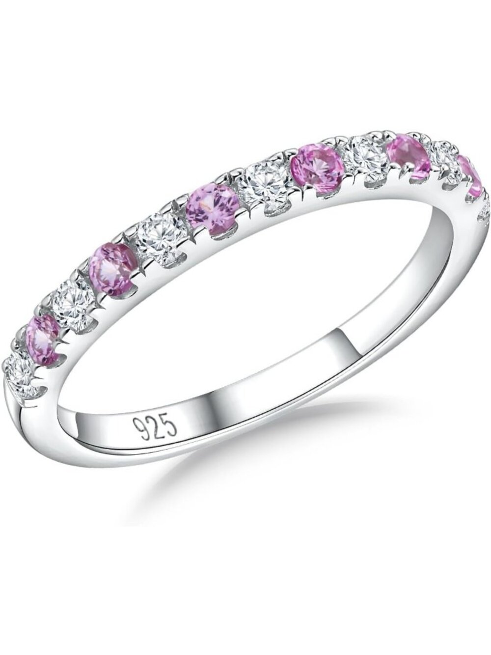 Stackable Birthstone Eternity Ring - 925 Sterling Silver & Gold-Plated, Size